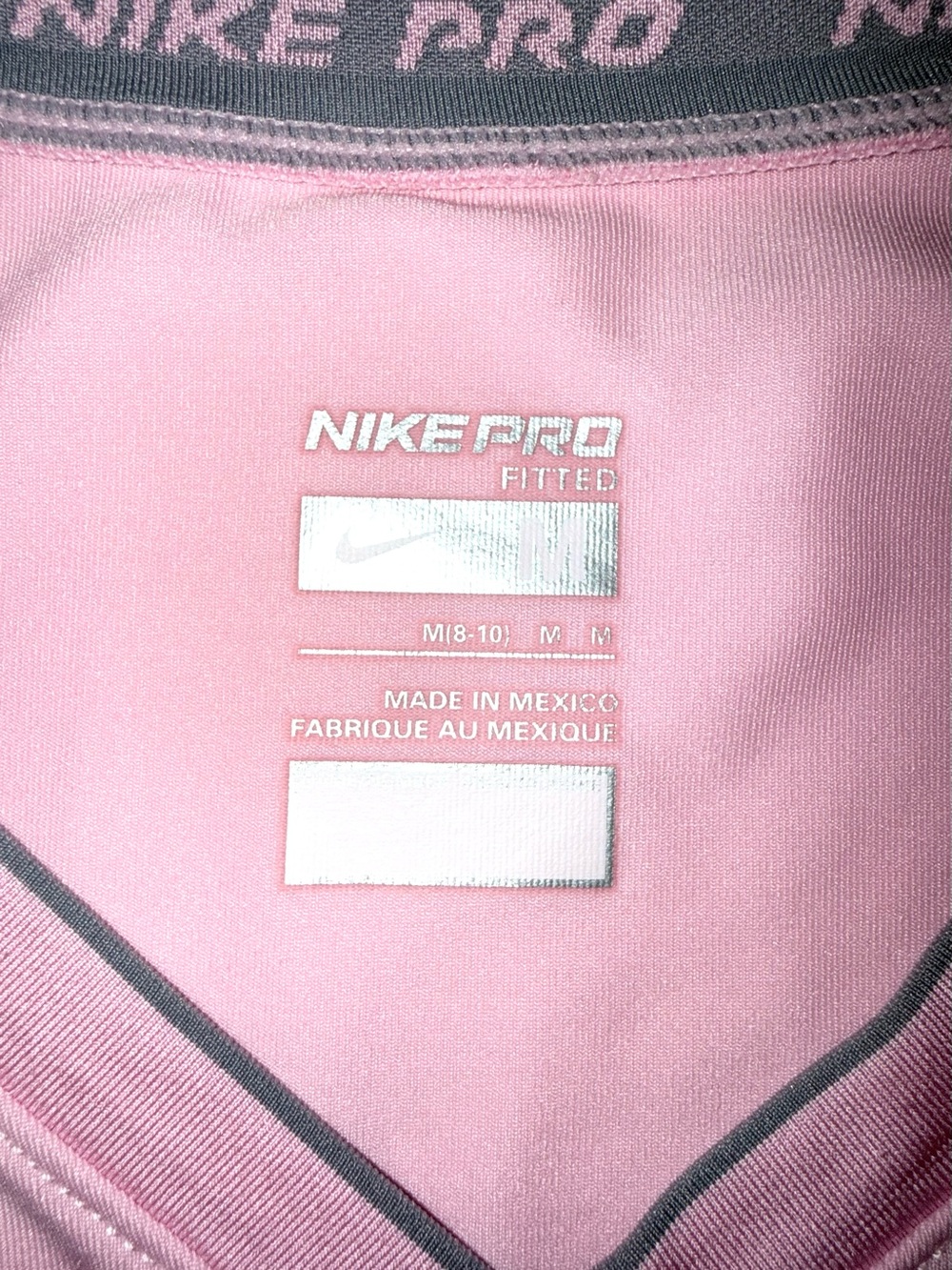 Nike Pro Combat Dri-FIT Fitted Long Sleeve V-Neck Top Medium Pink - Picture 3 of 5